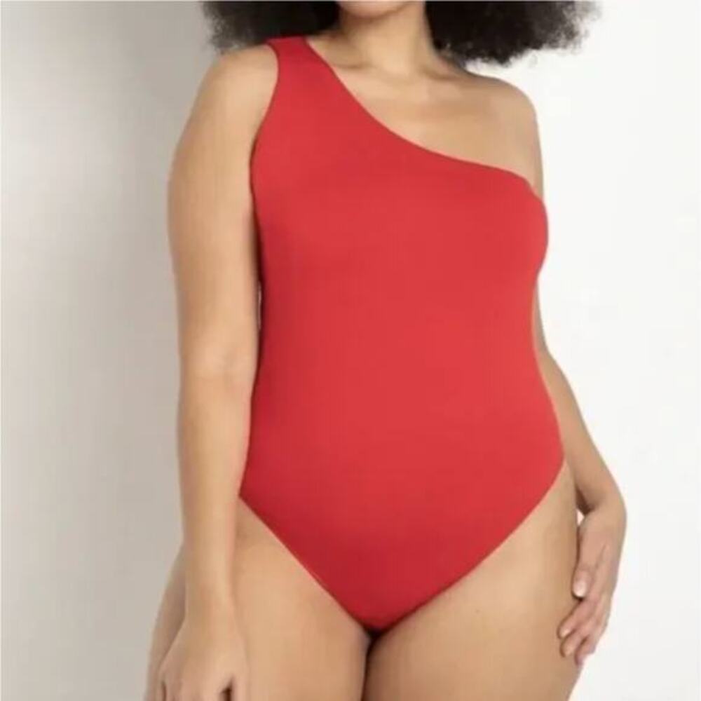 NEW Eloquii red One‎ Shoulder Bodysuit, 26/28
